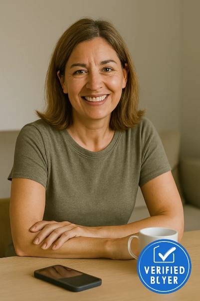 Lifestyle photo of a satisfied customer using a digestive health supplement